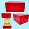 RED Unfinished Wood Classic Box with Hinged Lid for Arts, Crafts, Hobbies, and Home Storage - 10.62" x 7.87" x 5.51" in Inches